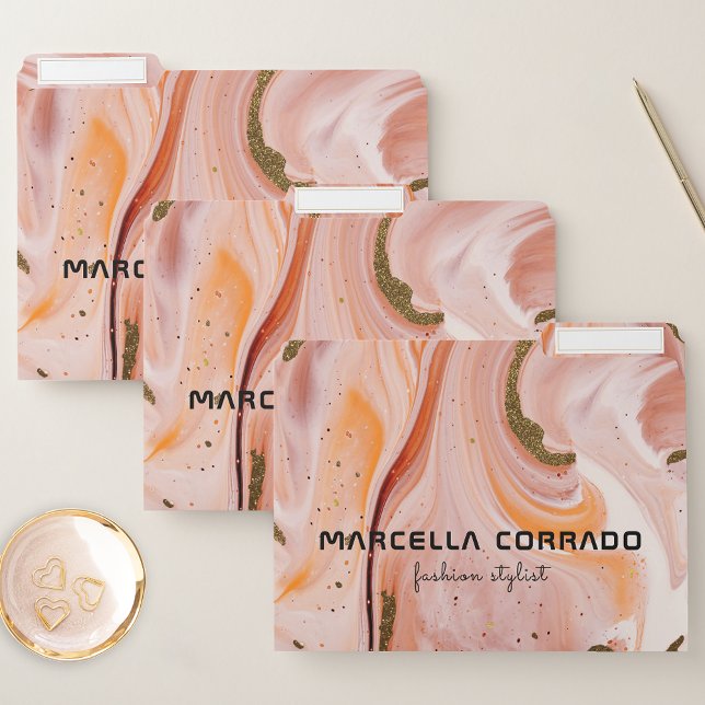 Trendy Stylish Chic Pastel Marble Agate Gold File Folder (Creator Uploaded)