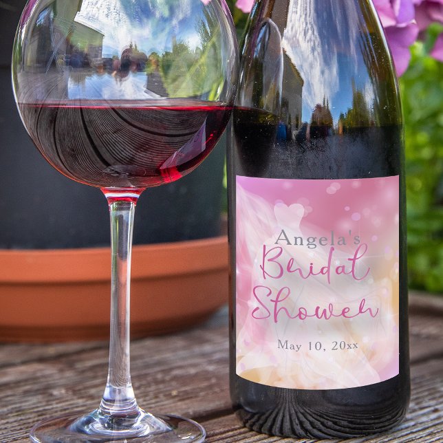 Trendy Stylish Chic Sparkly Gown Bridal Shower Wine Label (Creator Uploaded)