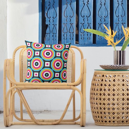 Trendy Stylish Colorful Modern Geometric Pattern Outdoor Pillow