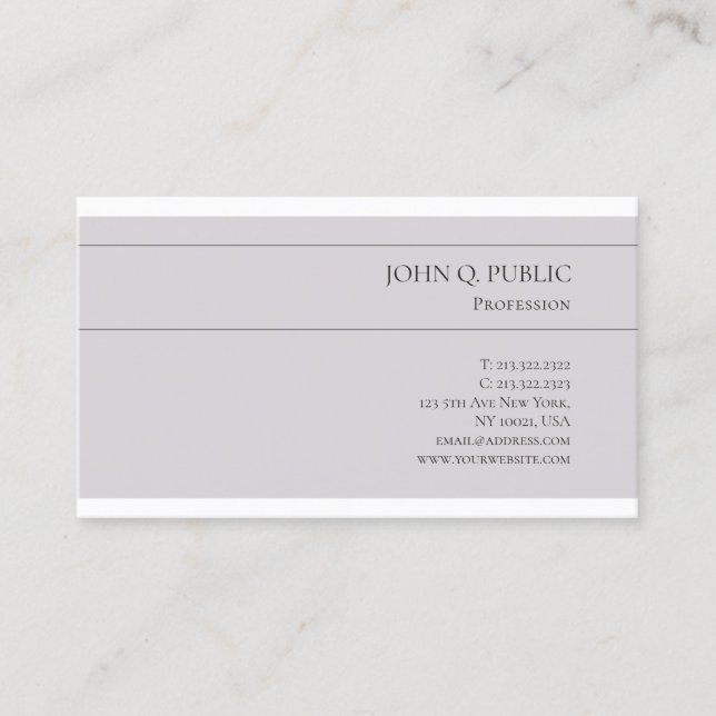 Trendy Stylish Colors Design Minimalist Chic Plain Business Card (Front)