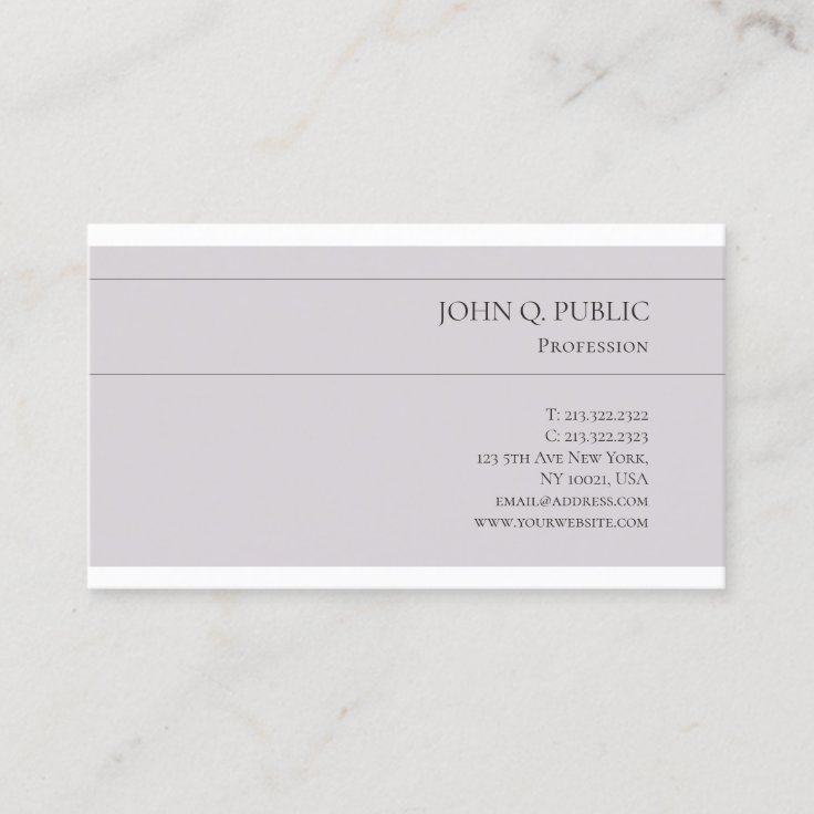Trendy Stylish Colors Design Minimalist Chic Plain Business Card | Zazzle