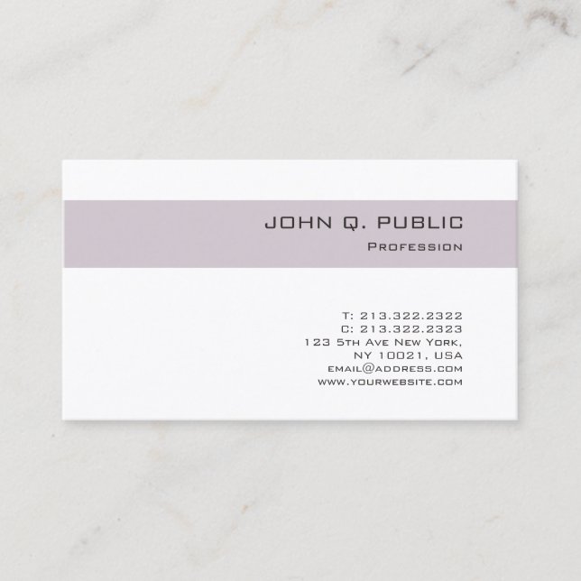 Trendy Stylish Colors Design Simple Chic Plain Business Card (Front)