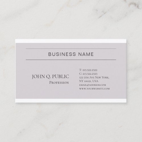 Trendy Stylish Colors Minimalist Chic Design Plain Business Card