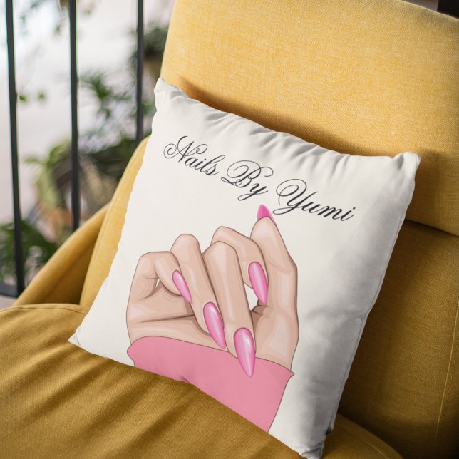 Trendy Stylish Cool Beauty Salon Nails Deco  Throw Pillow (Creator Uploaded)