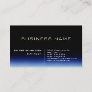 Trendy Stylish Dark Blue Manager Business Card