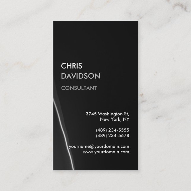 Trendy Stylish Dark Gray Wave Business Card (Front)