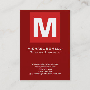 Trendy stylish dark red white monogram classical business card