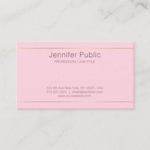 Trendy Stylish Design Pink Gold Stripes Chic Plain Business Card