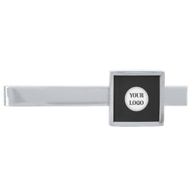 Trendy stylish & elegant branded silver finish tie bar (Front)