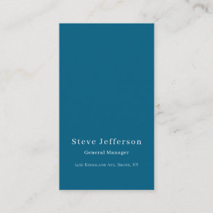 Trendy Stylish Elegant Minimalist Plain Blue Business Card