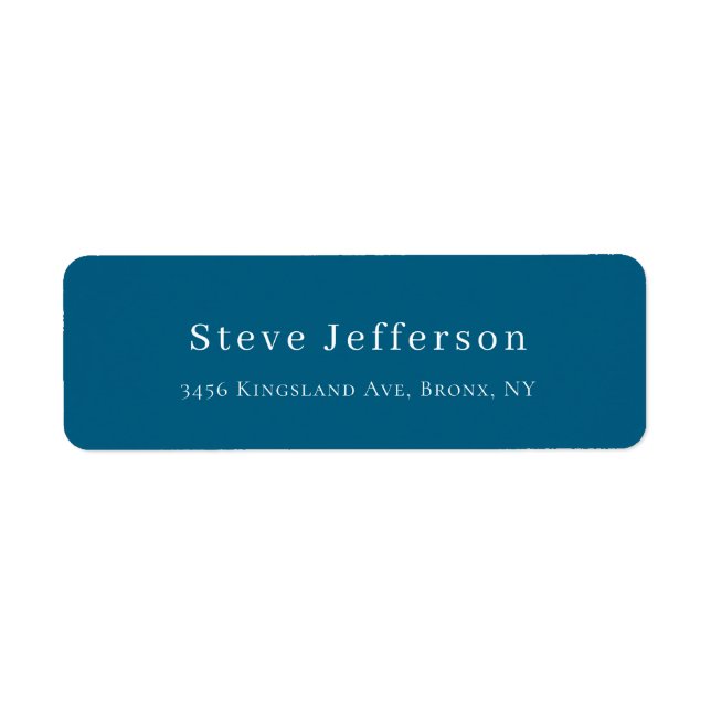 Trendy Stylish Elegant Minimalist Plain Blue Label (Front)