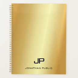Trendy Stylish Faux Gold Modern Monogrammed Name Planner