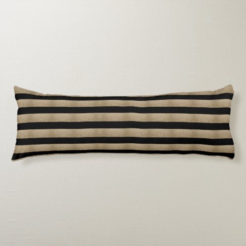 trendy stylish geometric black and gold stripes body pillow