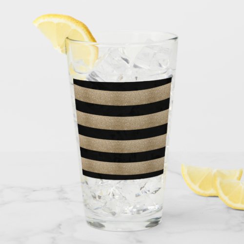 trendy stylish geometric black and gold stripes glass