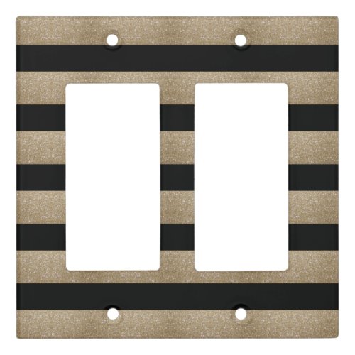 trendy stylish geometric black and gold stripes light switch cover