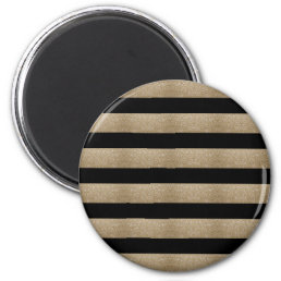 trendy stylish geometric black and gold stripes magnet