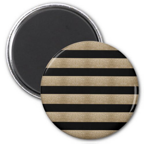 trendy stylish geometric black and gold stripes magnet