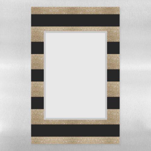 trendy stylish geometric black and gold stripes magnetic dry erase sheet