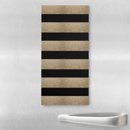 trendy stylish geometric black and gold stripes magnetic notepad