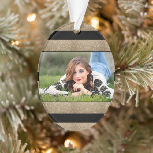 trendy stylish geometric black and gold stripes ornament