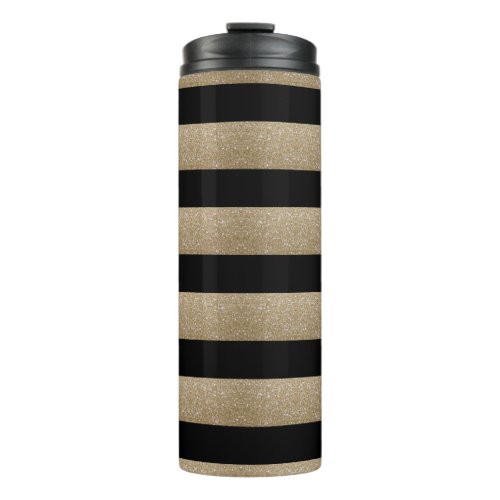 trendy stylish geometric black and gold stripes thermal tumbler