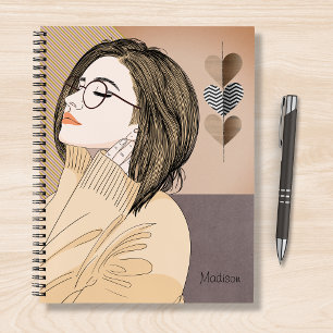 Trendy Stylish Girl Chic Love Heart Personalized Notebook