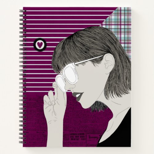 Trendy Stylish Girl Chic Purple Collage Love Heart Notebook