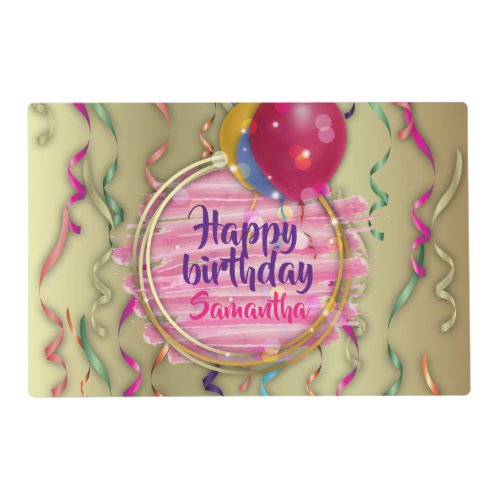 Trendy Stylish Glam Party Balloons Confetti Lights Placemat