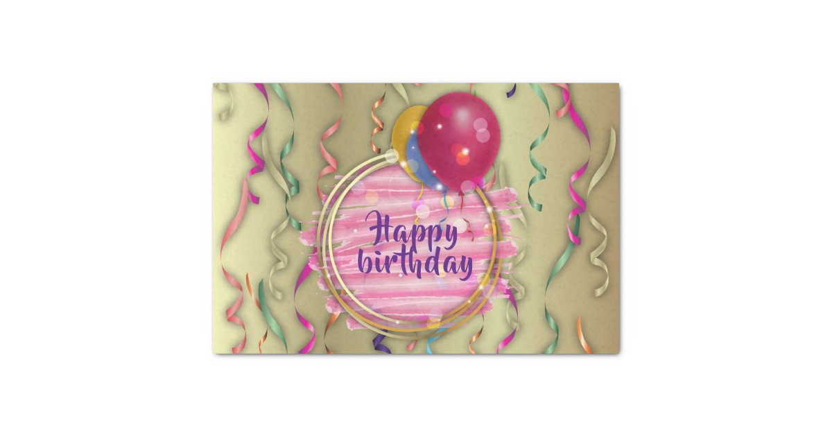 Happy Birthday Personalized Custom Party Name Tissue Paper