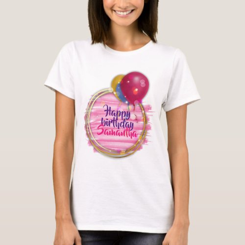 Trendy Stylish Glam Party Balloons on a Gold Frame T_Shirt