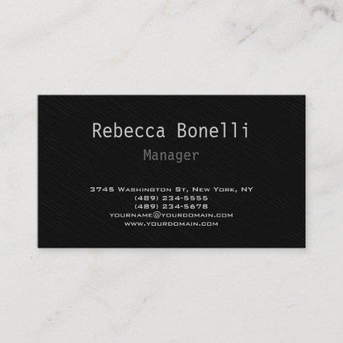 Trendy Stylish Gray Black Manager Business Card