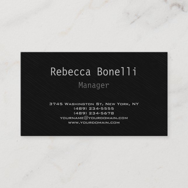 Trendy Stylish Gray Black Manager Business Card (Front)