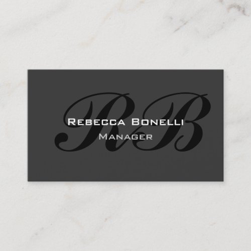 Trendy Stylish Gray Black Monogram Business Card