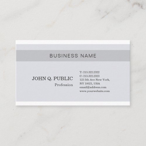 Trendy Stylish Gray Plain Modern Clean Chic Design Business Card