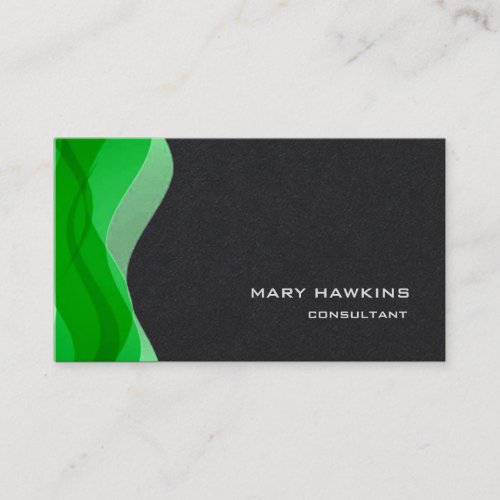 Trendy Stylish Green Black Modern Elegant Plain Business Card