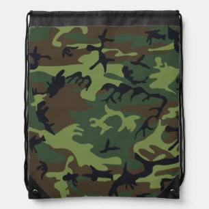 Trendy & Stylish Green Camouflage Pattern Drawstring Bag