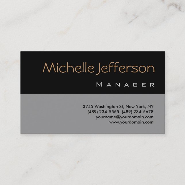 Trendy Stylish Grey Black Manager Business Card (Front)