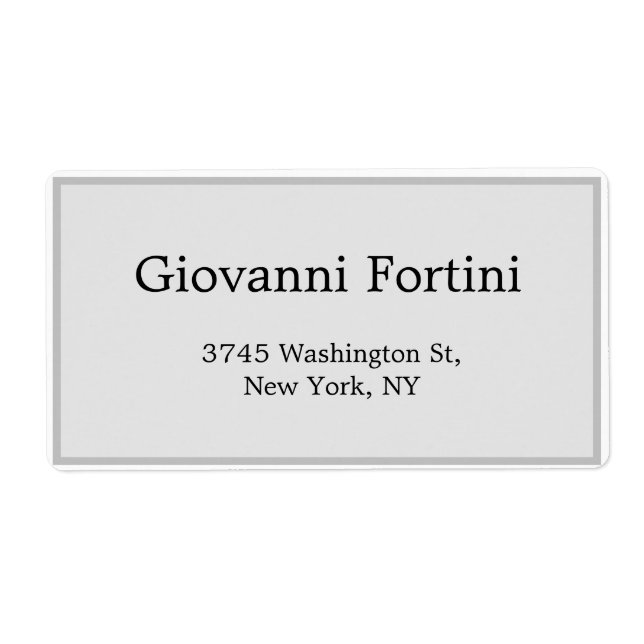 Trendy Stylish Grey Plain Elegant Modern Label (Front)