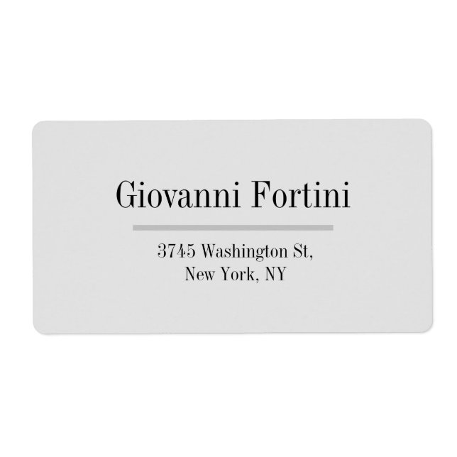Trendy Stylish Grey Plain Elegant Modern Minimal  Label (Front)