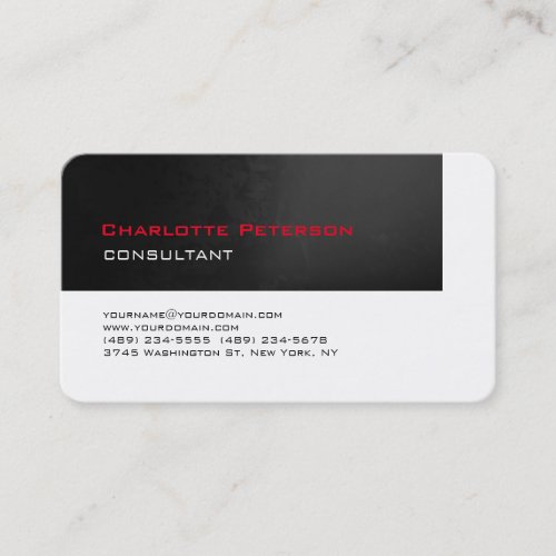 Trendy Stylish Grey Red White Consultant Manager Business Card