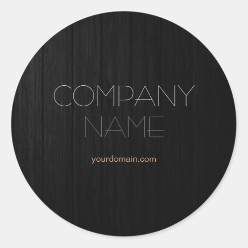 Trendy Stylish Grey Wood Company Name Classic Round Sticker