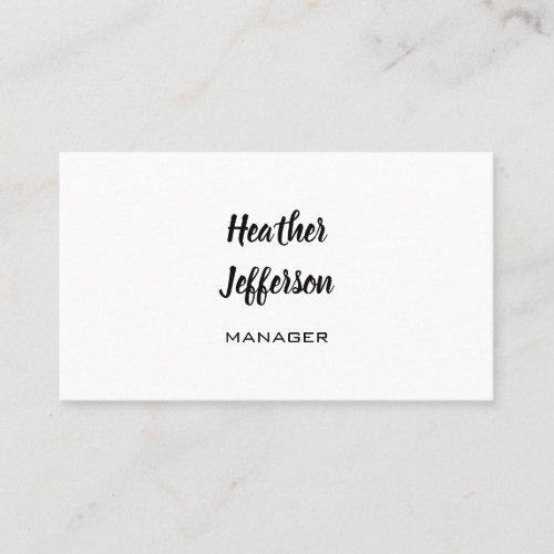 Trendy Stylish Handwritten Professional Plain Business Card