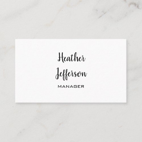 Trendy Stylish Handwritten Professional Plain Business Card