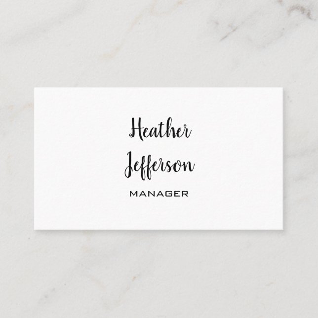 Trendy Stylish Handwritten Professional Plain Business Card (Front)