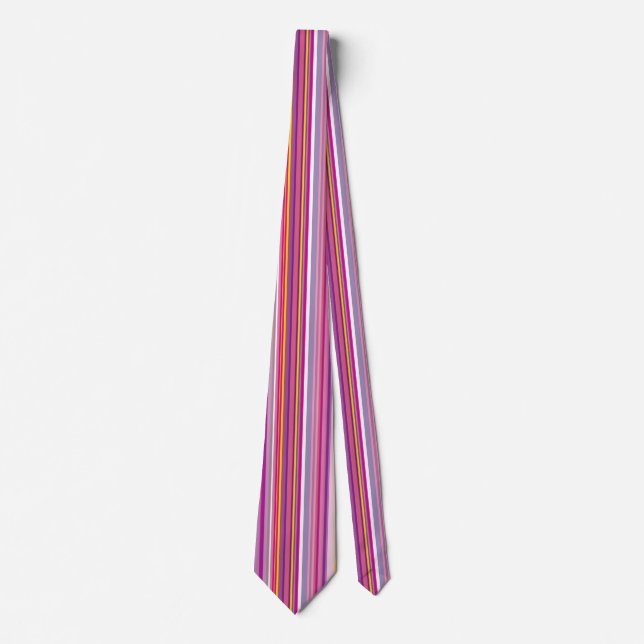 Trendy Stylish Hot Pink Purple Stripe Pattern Neck Tie (Front)