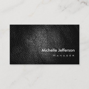 Trendy Stylish Leather Black Business Card by made_in_atlantis at Zazzle