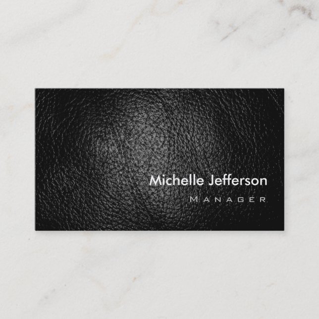 Trendy Stylish Leather Black Business Card (Front)