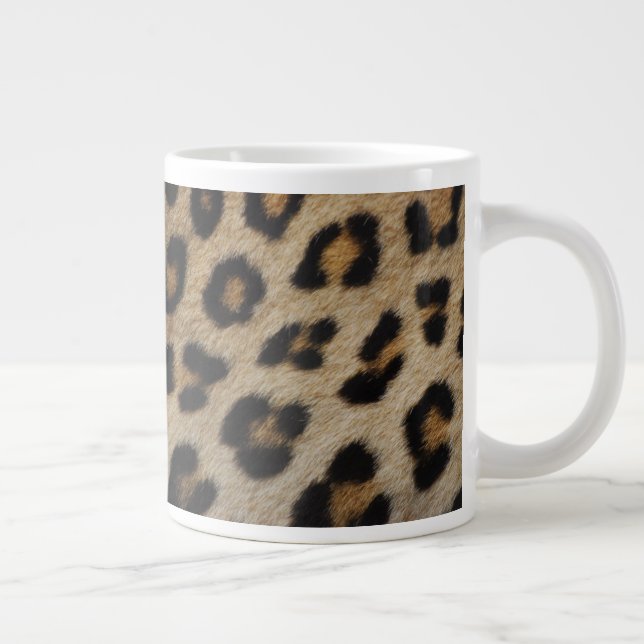 Trendy stylish leopard fur animal print pattern giant coffee mug (Right)