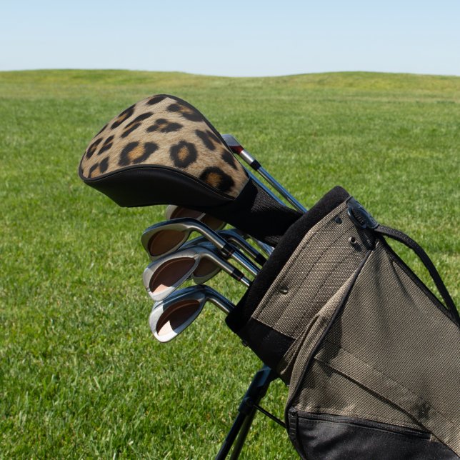Trendy stylish leopard fur animal print pattern golf head cover (In Situ)