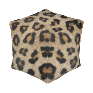 Trendy stylish leopard fur animal print pattern pouf